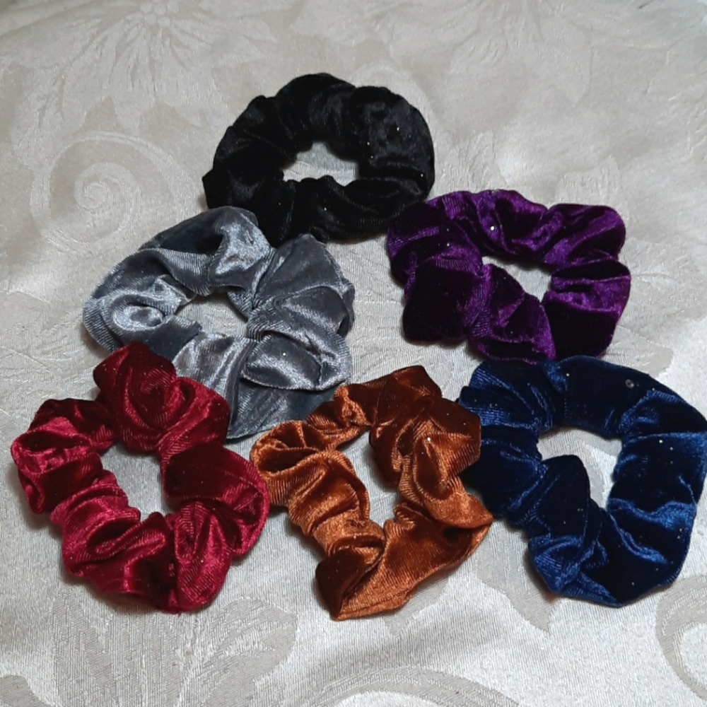 Velvet/Velour Scrunchie HairTie A DOZEN Jewel Tone